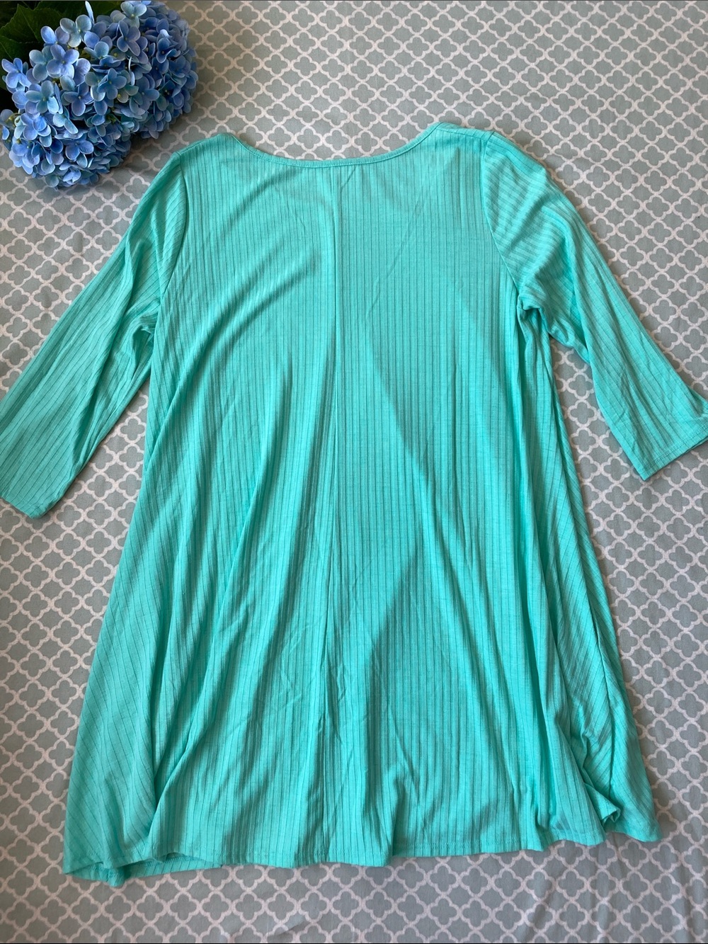 Green Ribbed Swing Dress 1X - Picture 2 of 7